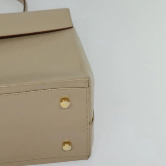 Salvatore Ferragamo Gancini Hand Bag Leather 2way Beige Gold Auth 125026 - Picture 5 of 16